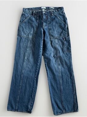 Forever 21 Premium Straight Leg Jeans Women’s Size 30 Blue Utility Cargo Pockets